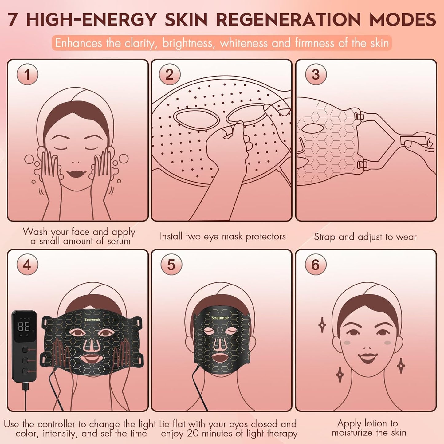 Red Light Therapy Mask for Face,LED Face Mask Light Therapy