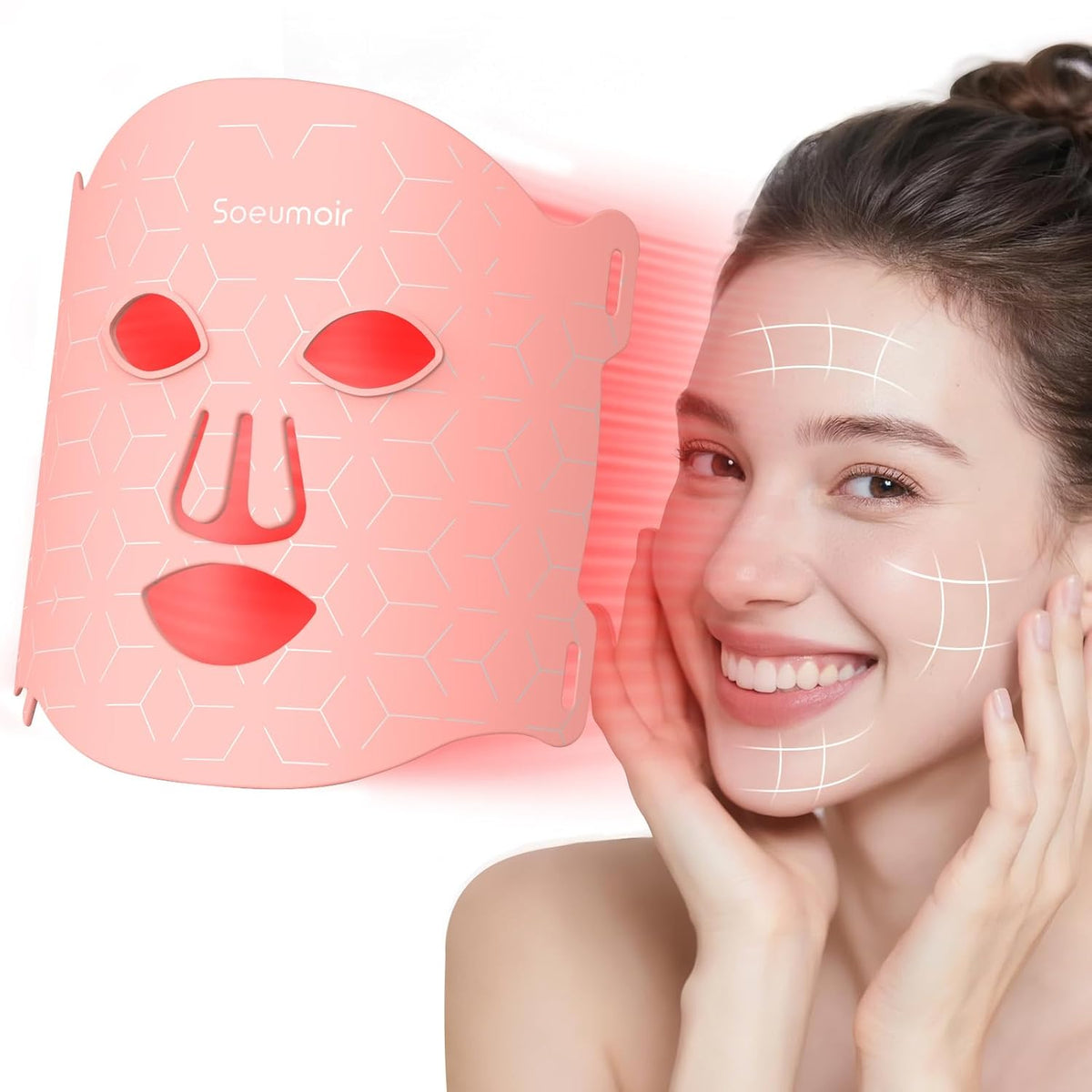 Red Light Therapy for Face, FDA-Cleared, Full Coverage, Timer Auto-Off