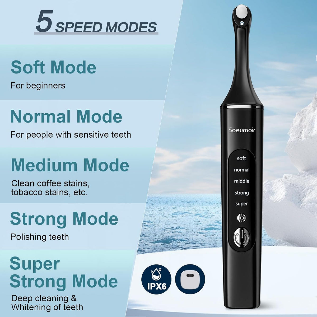 Tooth Polisher,Rechargeable Tooth Whitening Kit for Teeth Cleaning and Whitening