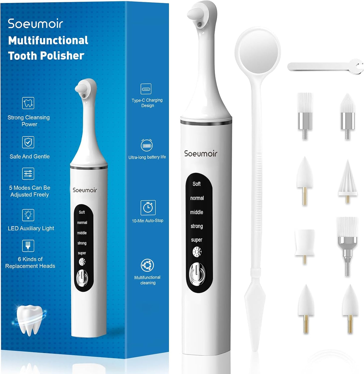 Tooth Polisher,Rechargeable Tooth Whitening Kit for Teeth Cleaning and Whitening
