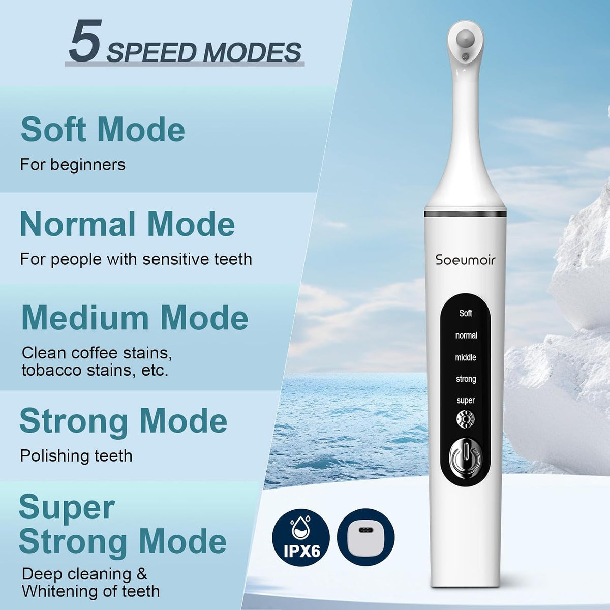 Tooth Polisher,Rechargeable Tooth Whitening Kit for Teeth Cleaning and Whitening