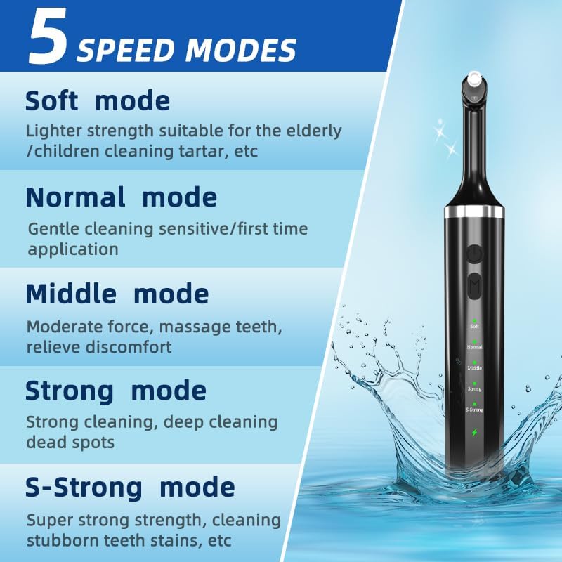Teeth Polisher with 5 Brush Heads 8 Polish Pastes 5 Speed Modes