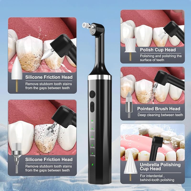 Teeth Polisher with 5 Brush Heads 8 Polish Pastes 5 Speed Modes