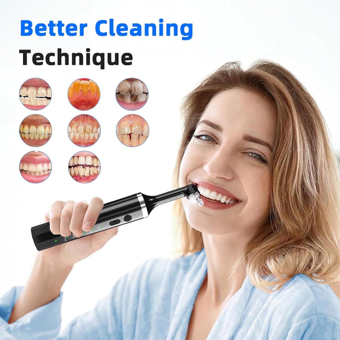 Teeth Polisher with 5 Brush Heads 8 Polish Pastes 5 Speed Modes