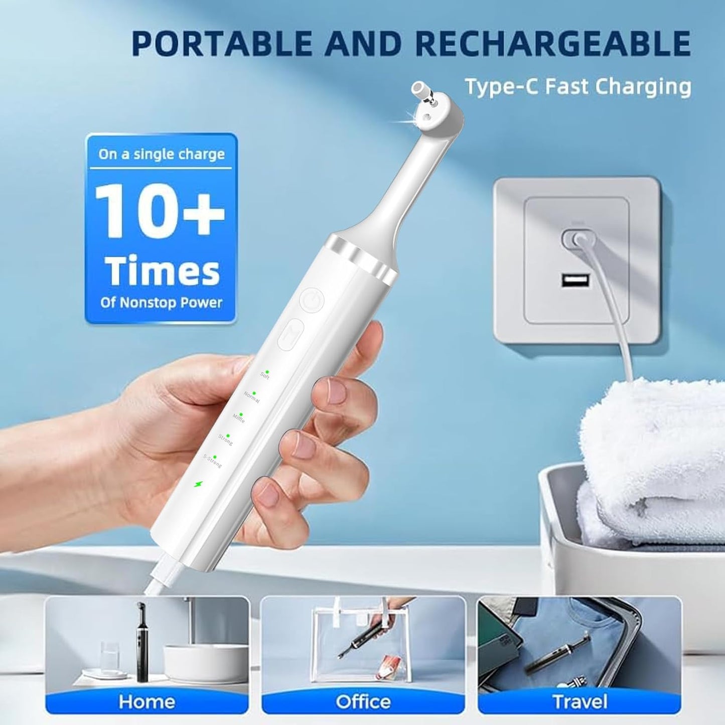 Teeth Polisher with 5 Brush Heads 8 Polish Pastes 5 Speed Modes