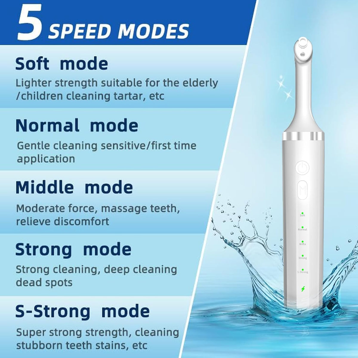 Teeth Polisher with 5 Brush Heads 8 Polish Pastes 5 Speed Modes