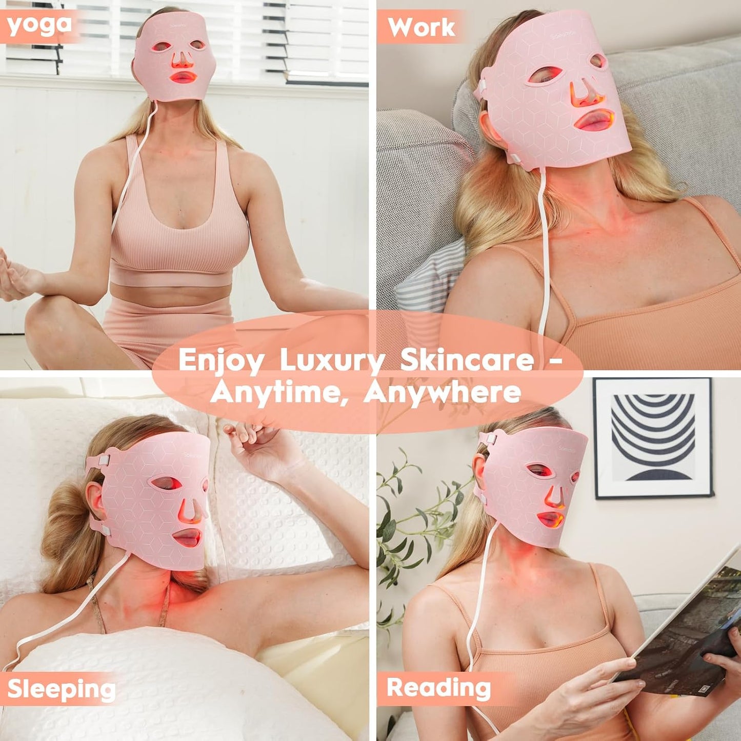 Red Light Therapy for Face, FDA-Cleared, Full Coverage, Timer Auto-Off