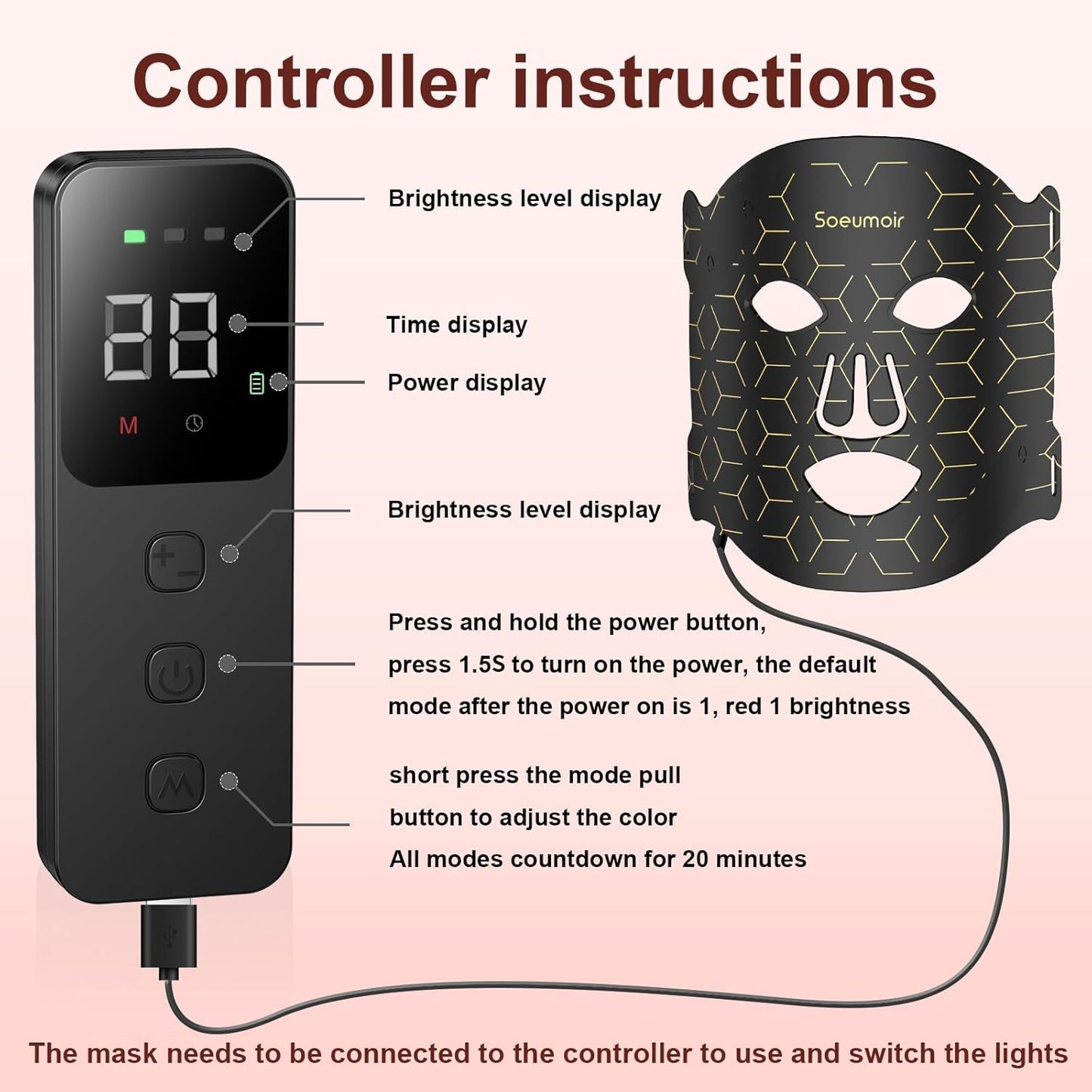 Red Light Therapy Mask for Face,LED Face Mask Light Therapy
