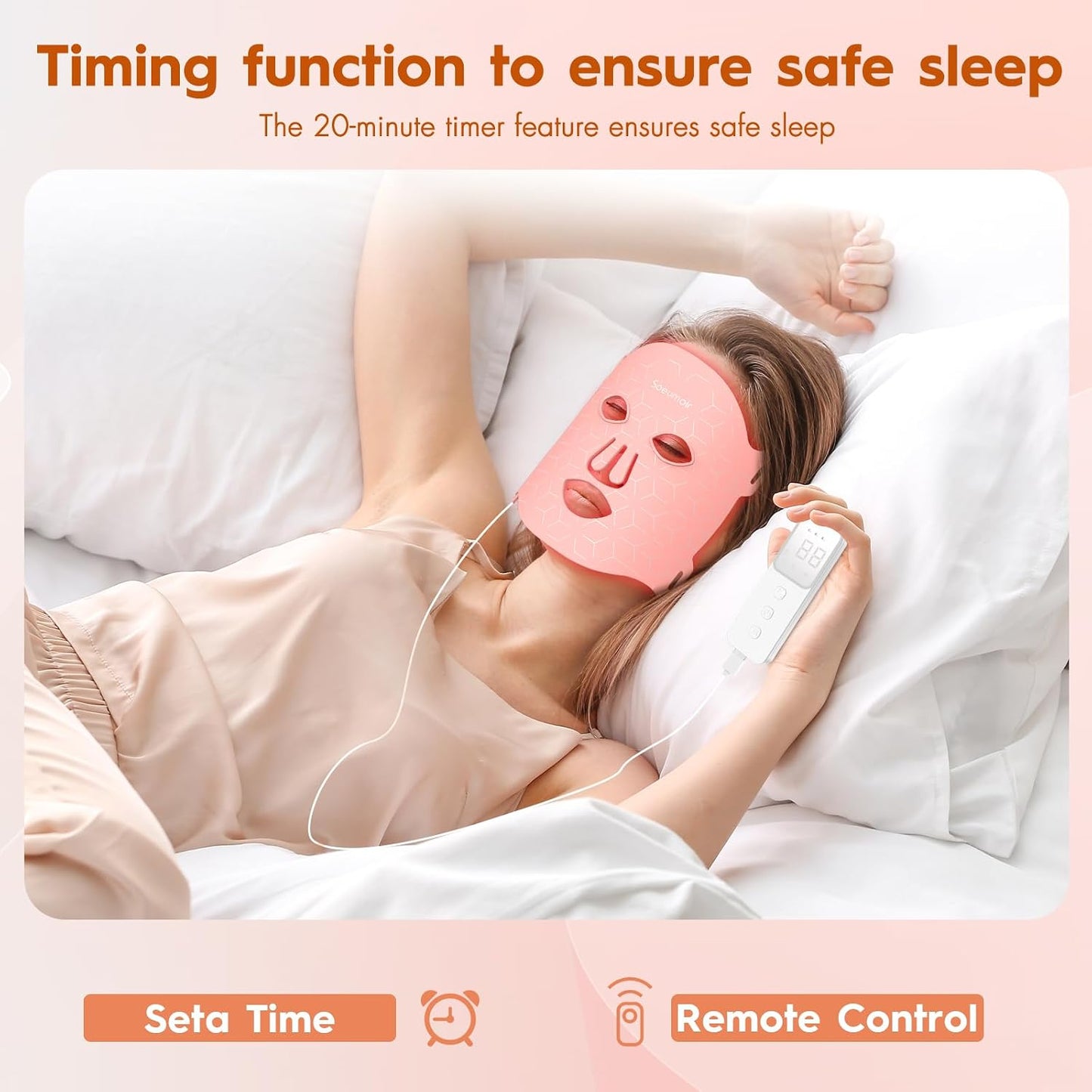 Red Light Therapy for Face, FDA-Cleared, Full Coverage, Timer Auto-Off