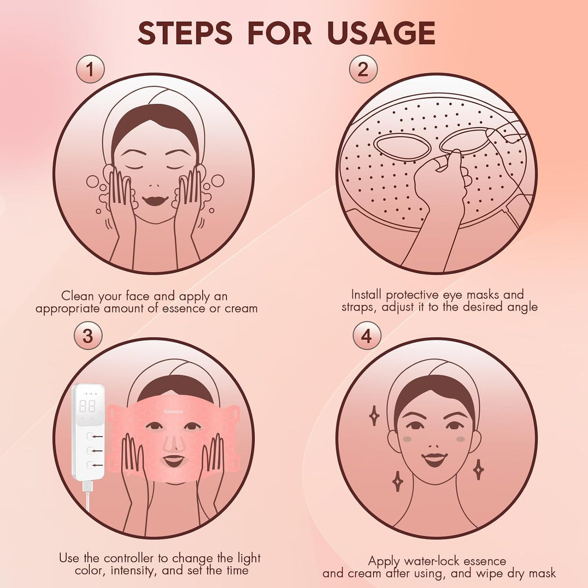 Red Light Therapy for Face, FDA-Cleared, Full Coverage, Timer Auto-Off