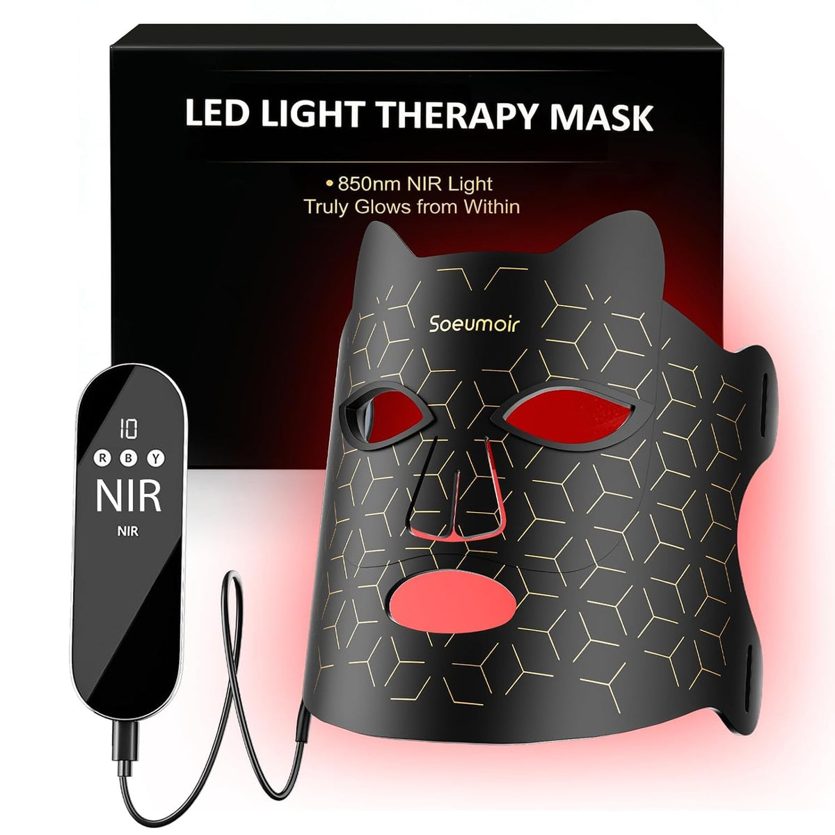 Red Light Therapy for Face, FDA-Cleared, Full Coverage, Timer Auto-Off